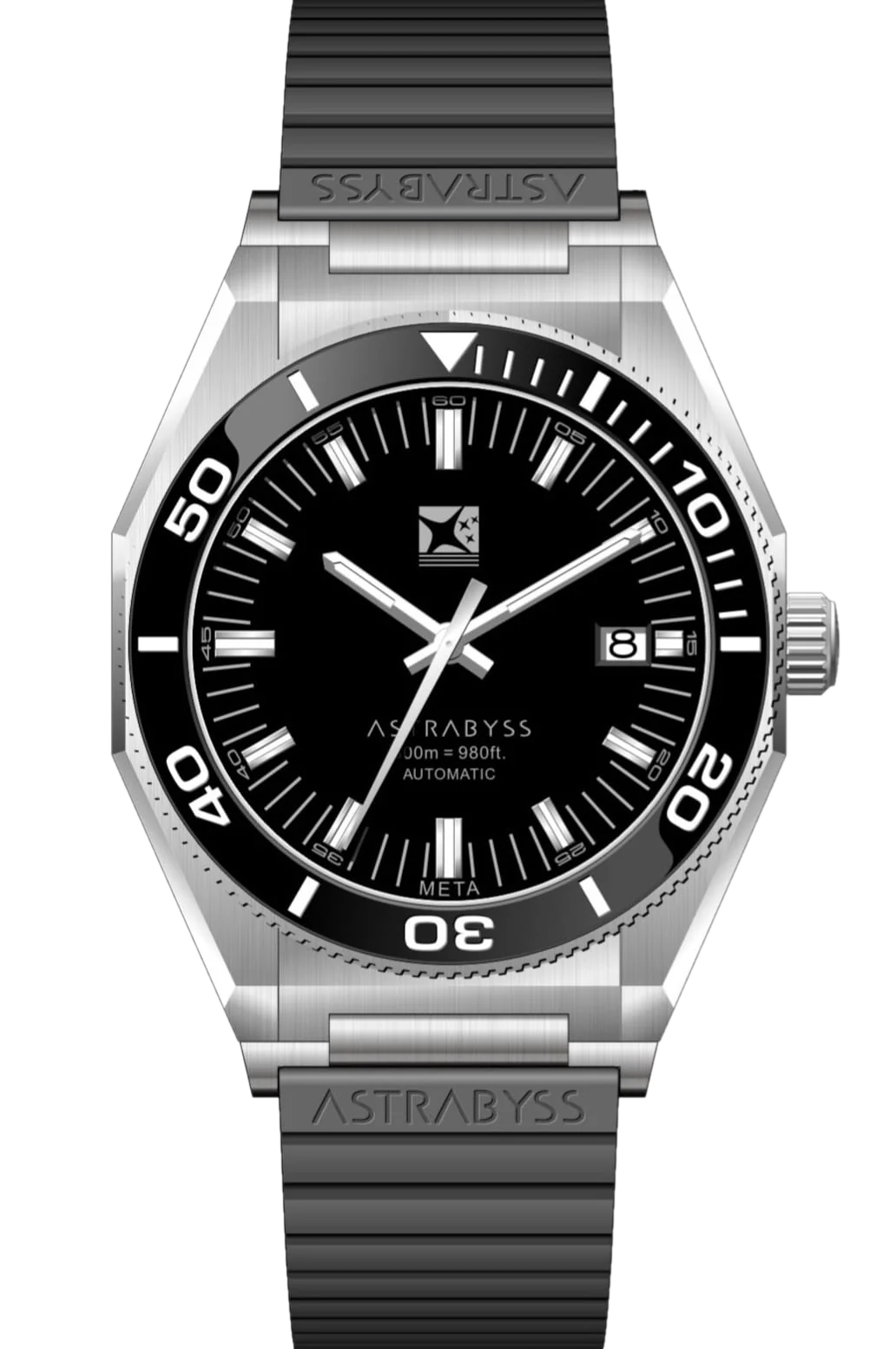 META AM01.b Pure Black su cinturino in gomma
